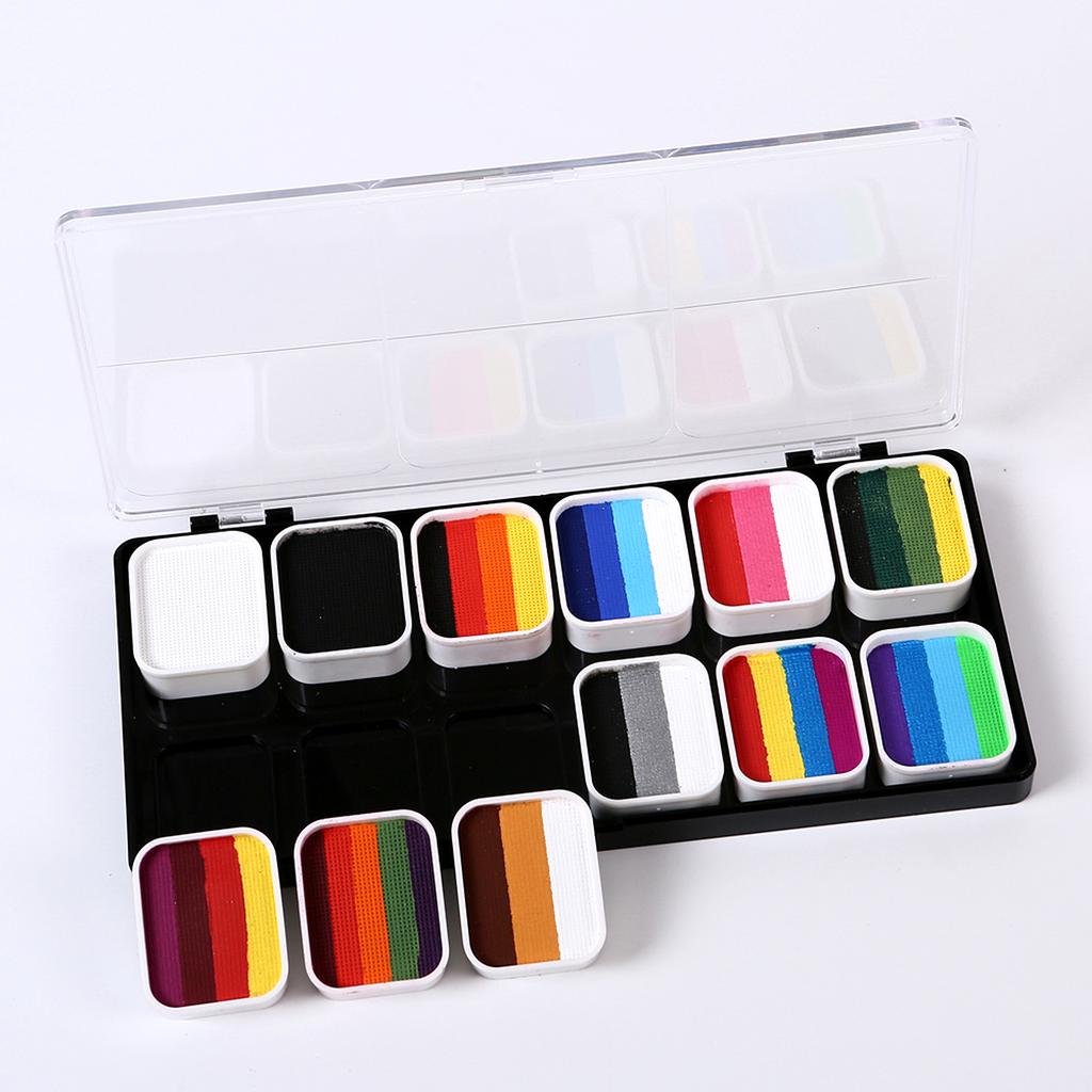 Face Paint Kit Water Activated Colors Set Professional Split Cakes Paint Palette Set with 2 Brush Safe Non Face and Body Painting Makeup Facepaints