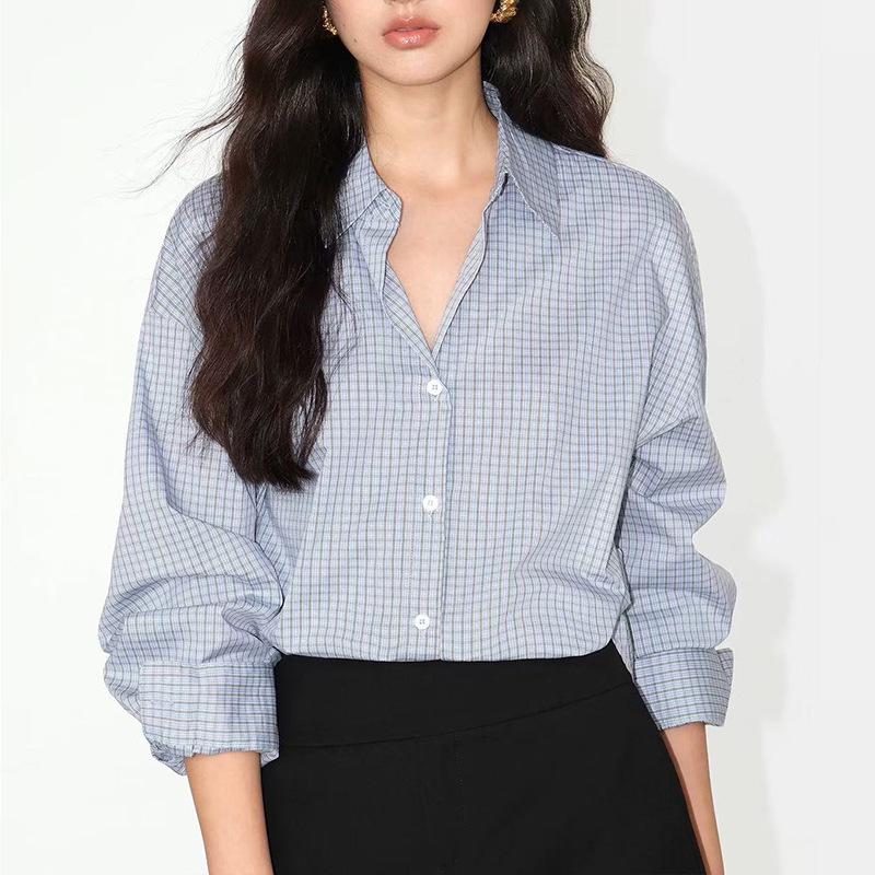 Salt-Toned Striped Long Sleeve Casual Shirt for Women - Spring/Autumn 2026