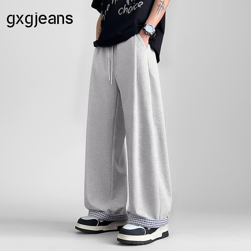 GXGJEANS Men s Plaid Patchwork Loose Sweatpants 2XL-33