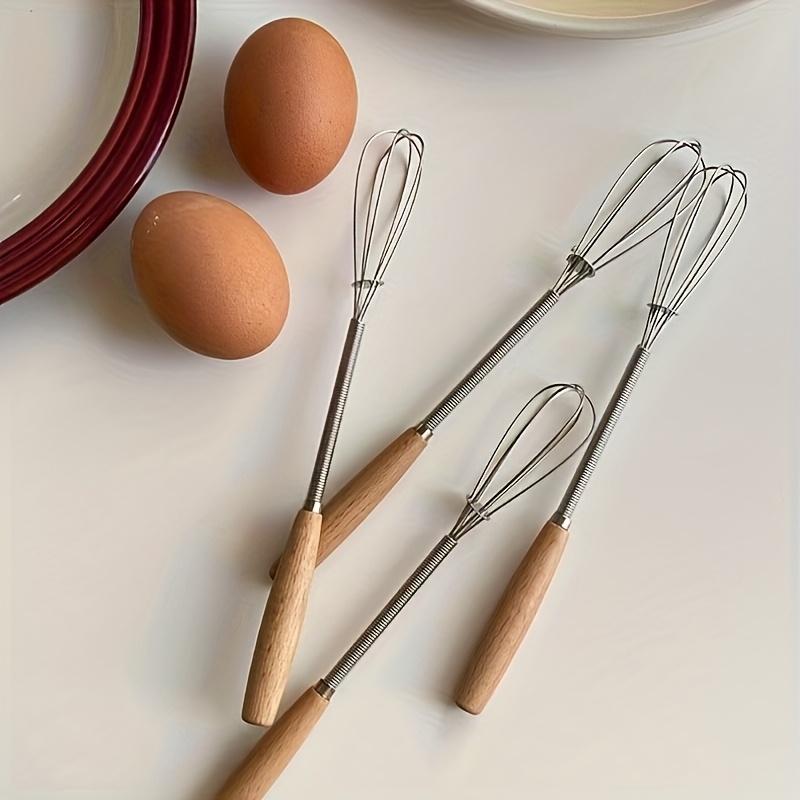 1/3 Pezzi Mini Frusta con Manico in Legno, Sbattiuova in Acciaio Inossidabile per Mescolare Uova, Latte, Succo