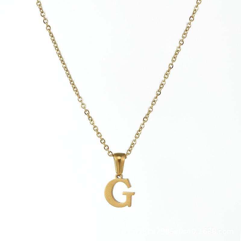 Fashionable 18k Gold Stainless Steel Mini Letter Necklace For Women Trendy Titanium Steel Pendant Necklace