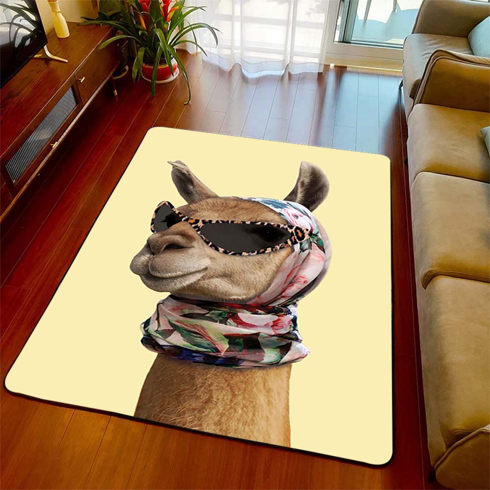 Alpaka 3D-Druck Teppich Tier Dekoration Teppich Matte lustige Geburtstag für Freund Wohnzimmer Schlafzimmer Kinderzimmer Teppiche Matte Home Decor