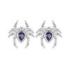 WOSTU 925 Sterling Silver Vintage Spider Stud Earrings Creative teardrop Purple Crystal Insect Ear studs women men Punk Gift New