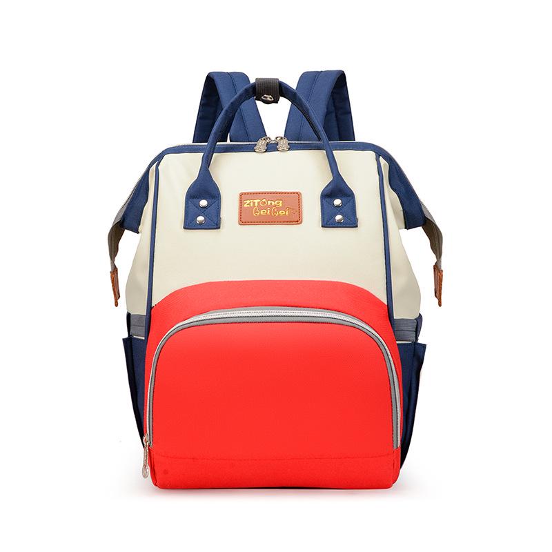 2025 Korean Style Mommy Backpack: Multifunctional Fashion Canvas Color Block Bag with Baby Bottle Holder