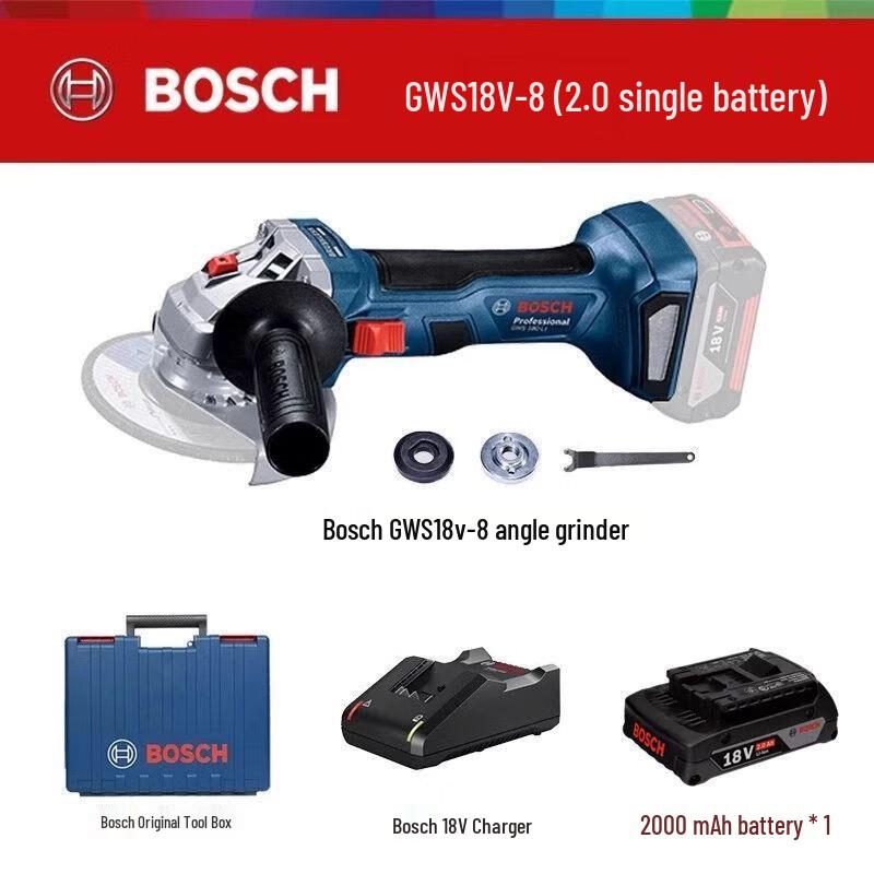 Bosch GWS18V-8 Cordless Brushless Angle Grinder CN plug (adapter included)