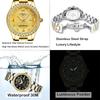 Pair Classic Stainless Steel Watches for Couples with Diamond Accents, Waterproof, Gold Finish