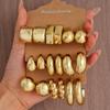 Women's Geometric Gold Teardrop and Twist Earring Set (3-9 Pairs)
