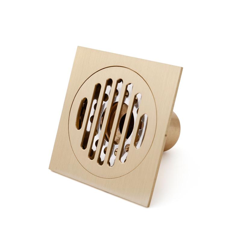 1pc Square 4inch Copper Brushed Floor Drain Bathroom Washing Machine Floor Drain Shower Floor Drainer