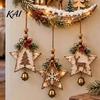 Star And Moon Cutout Artwork Lighted Crescent Wall Decor with Stars Pendants, Rustic Wooden Hanging Pendant Glowing Ornament for Holiday LED