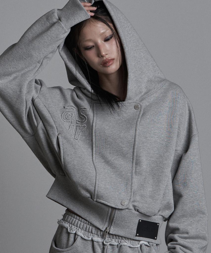 As You Are Hide Crop Zip-Up Melange