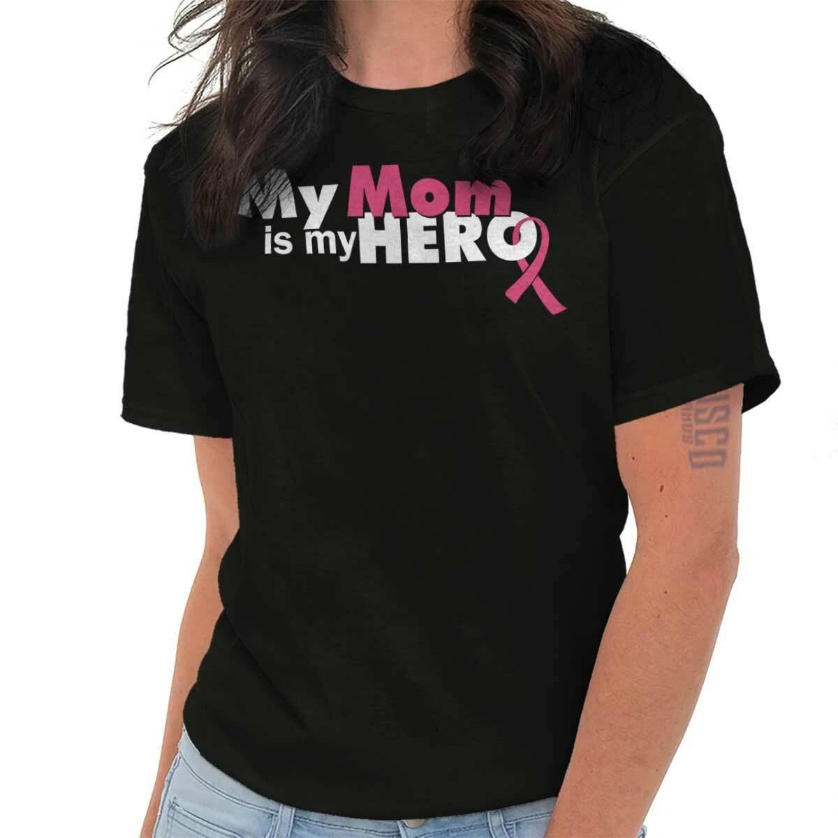 My Mom Is My Hero Breast Cancer Survivor Womens or Mens Crewneck T Shirt Tee S
