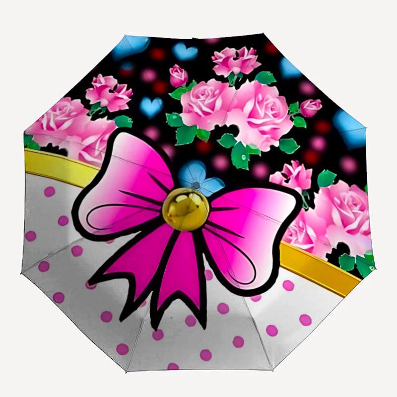 

1pc Floral Bow Decorations Automatic Open/Close Umbrella with Windproof, 8-Rib Sturdy Canopy, , Outdoor Accessory, Ideal for Gifts yy251117107