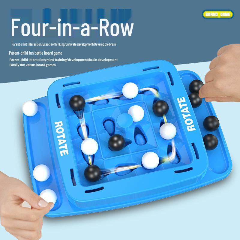 Interactive Parent-Child Rotating Chess Puzzle: Two-Player Four-in-a-Row Game
