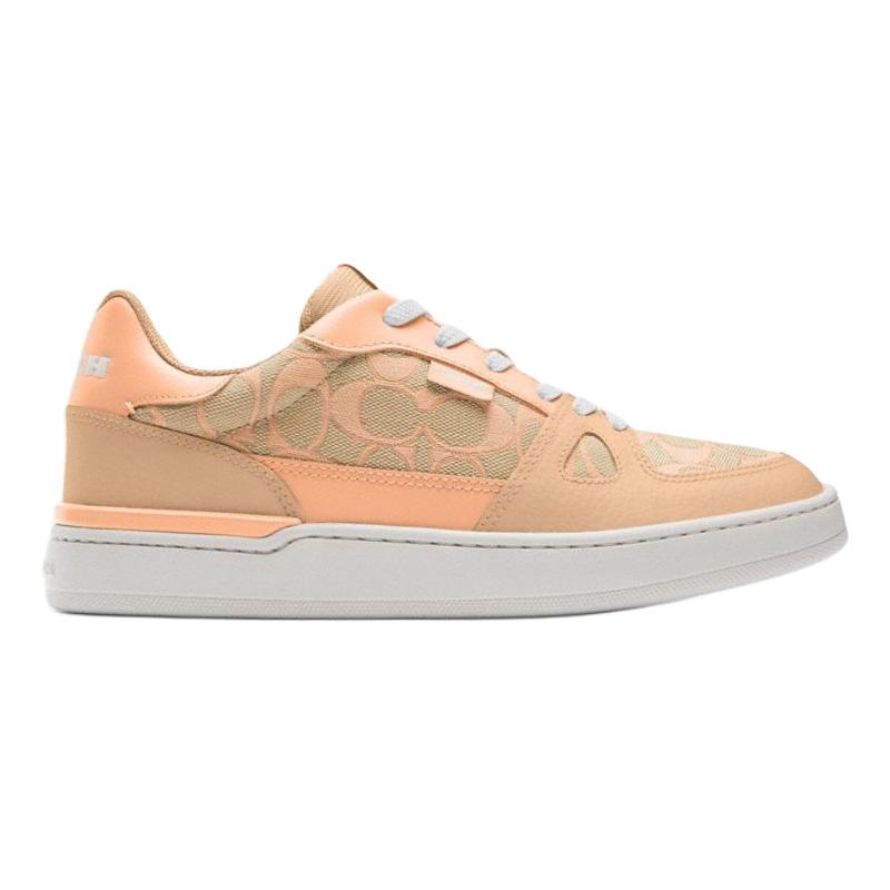 Coach Clip Leather Round Toe Lace-Up Low-Top Sneakers Women sneakers Pink CU098-S9W