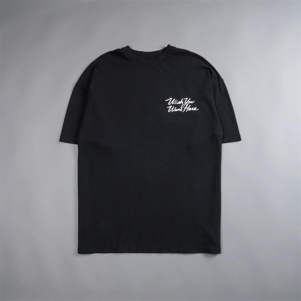 DARCSPORT WISH YOU WERE HERE Cotton T-Shirt Printed Loose Oversized Shirts Men Clothing Street Casual Fit Short Sleeve Tee Tops
