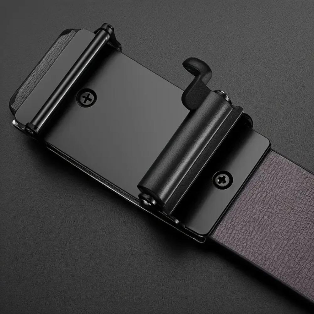 Stylish PU Leather Men's Business Belt Automatic Buckle Adjustable Men's Leather Belt Waistband for Daily Life