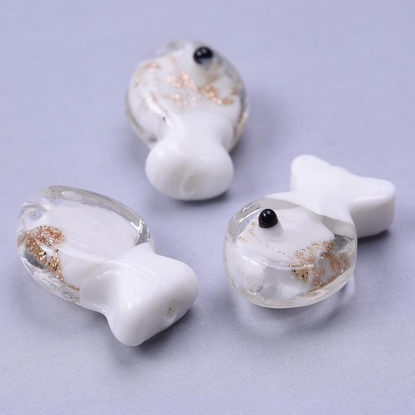 12pcs/Lot Mixed Patterned Stripe Fish Beads For Jewelry Making Supplies Cute Animal Glass Spacer Bead Handmade Bracelets Anklets