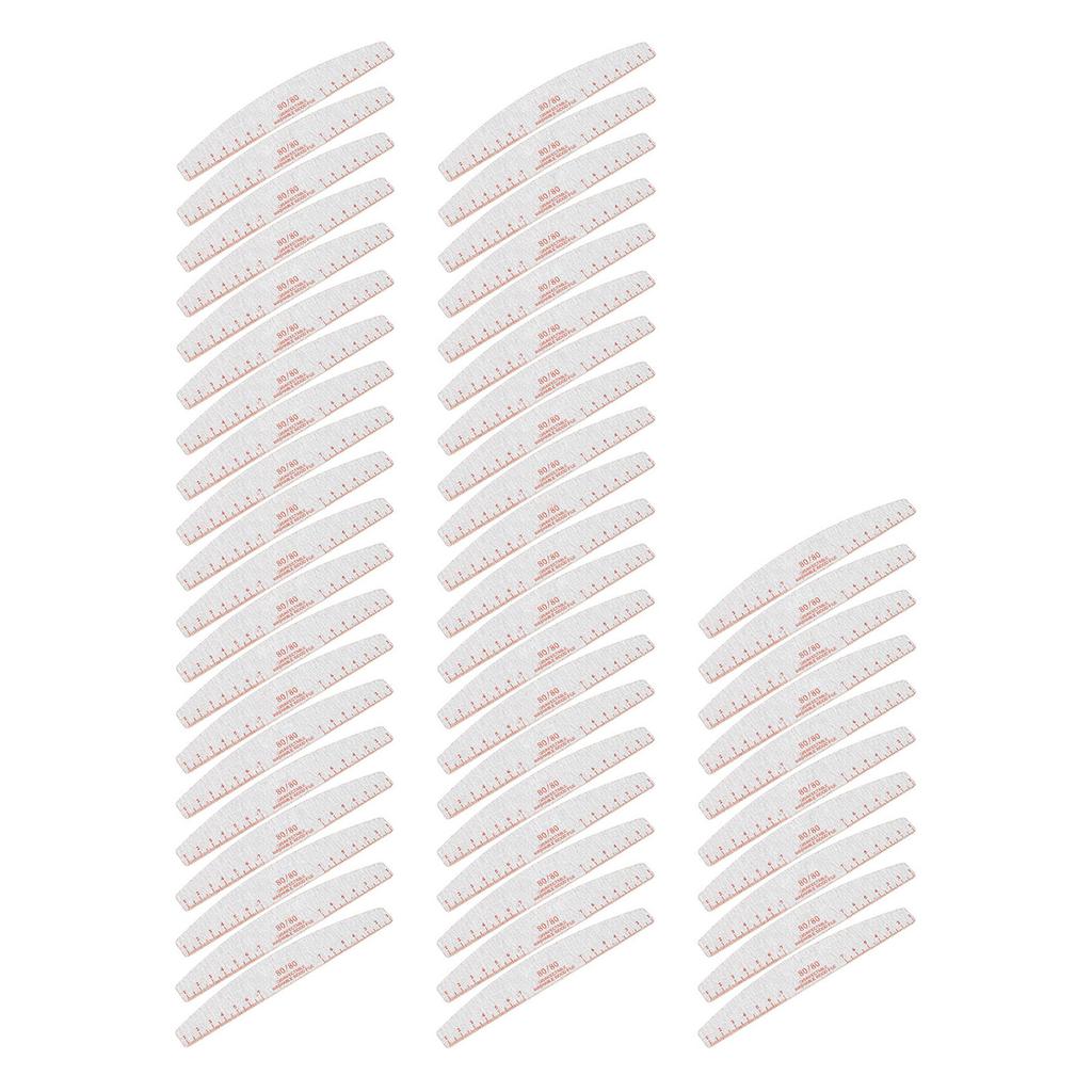 50 Pcs 80/80 Grit Nail Files Coarse Nail Filers Manicure Tool Curved Washable Reusable for Acrylic Nails Extension Gel Nails Fake Nails