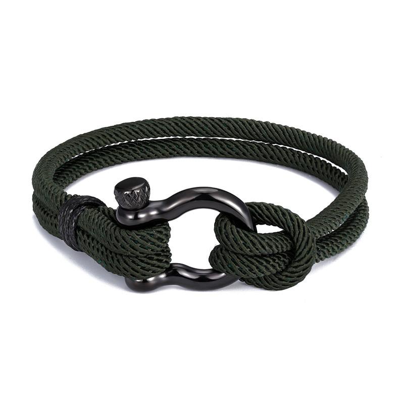 

Trendy Outdoor Color Rope Lucky Survival Bracelet Women Men Black Charm Stainless Steel Buckle Friendship Bracelets Femme Homme зелений
