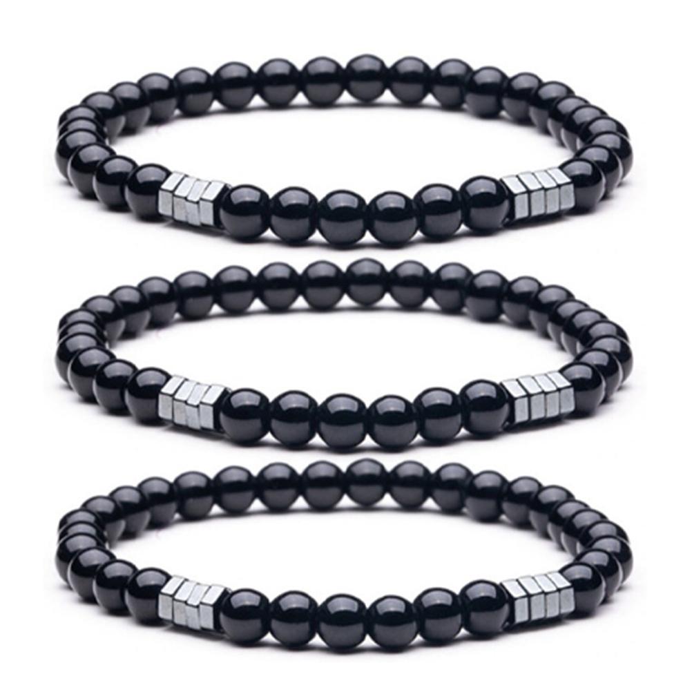 3 Pack Anti Swelling Black Obsidian Anklets Body Slimming Magnetic Black Obsidian Anklet for Women Men Gifts
