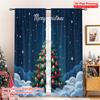 2pcs 2D Flat Printing Christmas Window Curtains Merry Christmas Tree Snow Fabric Without Electricity Birthday Party for Festive