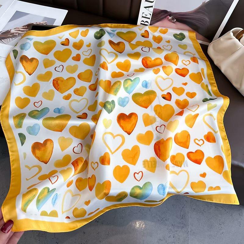 Neckerchief Female Luxury Square Scarf For Women Silk Feeling Shawl Satin Hijab Fashion Wraps Hair Bands Ribbon Headband Bandann