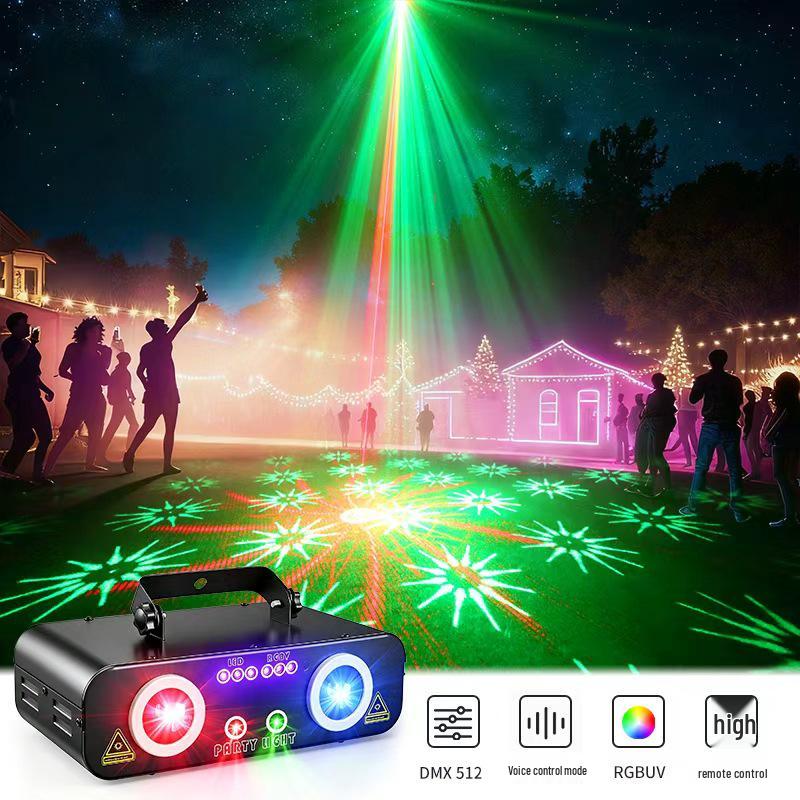 Double Projection Laser Light: Full-Color Animation Christmas, KTV, and Stage Strobe Light with Sound Control