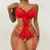 Ladies Erotic Lingerie Sexy Strap Lace Hollow  Set Without Steel Rings