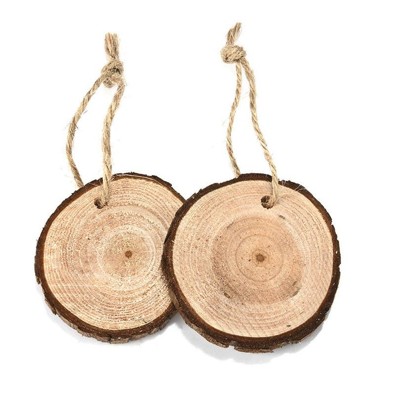 10 X Natural Wood Slice Christmas Tree Ornament Hanging Decor Diy Craft Gift Tag