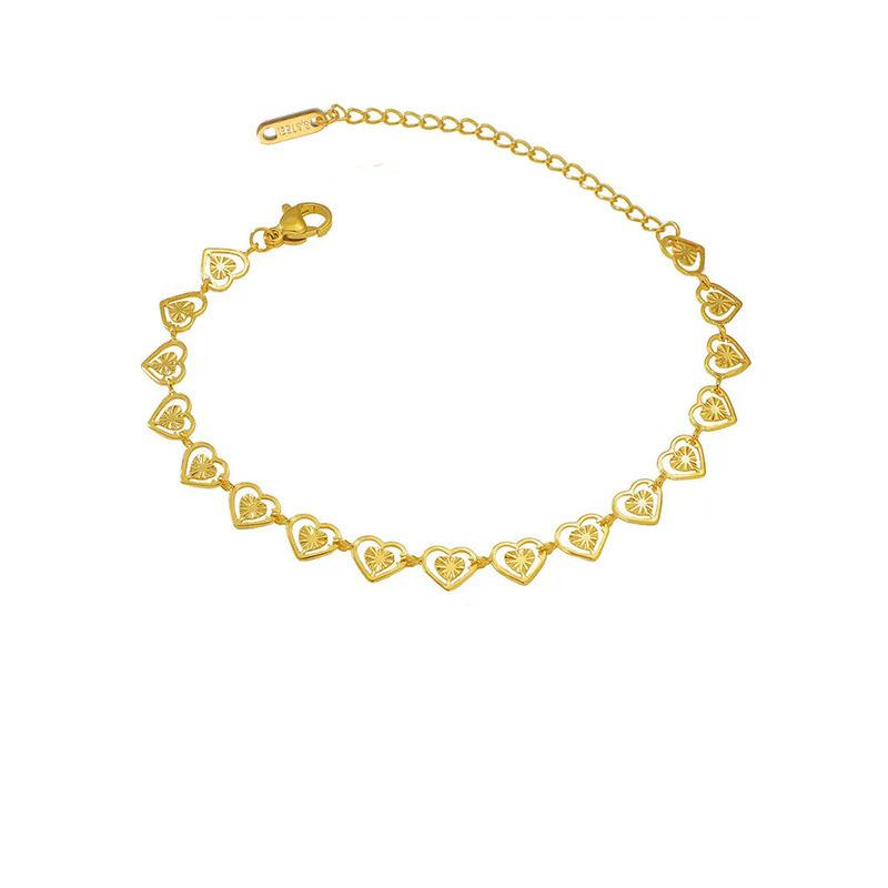 Нержавеющая Сталь Креативный Набор Ожерелье и Браслет в Форме Сердца Модный Золотой Цвет Водонепроницаемый для Женщин Подарки