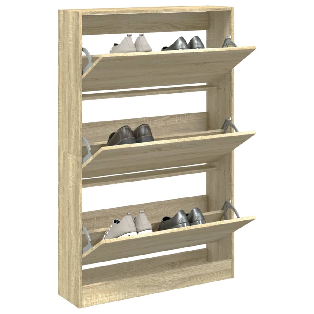 Shoe Cabinet in Sonoma Oak 80 x 21 x 125.5 cm Particleboard