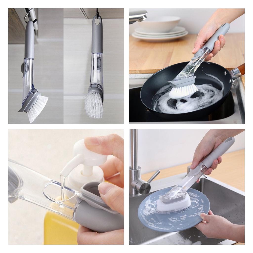 Kitchen Longhandle Cleaning Brush Bowl Washing Sponge Brush Accessories Pot