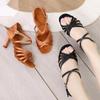 Silk Women's Latin Ballroom Dance Shoes - Soft Sole, Mid-High Heel