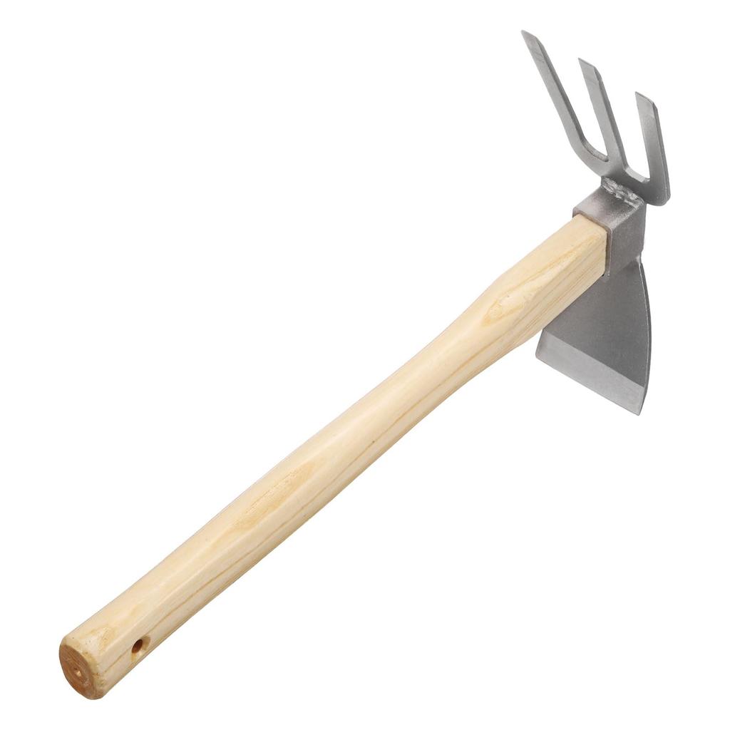 uxcell Garden Hoe and Steel Hoe with Wooden Lightweight Hand Tiller for and Weeding Cultivator, 15" Rust-Resistant, Non-Slip Handle, Backyard, Farm,