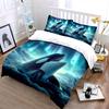 3Pcs Orca Leaping Under Northern Lights Duvet Cover Set With 3D Printing Design Soft Polyester Bedding Set All-Season Comfort