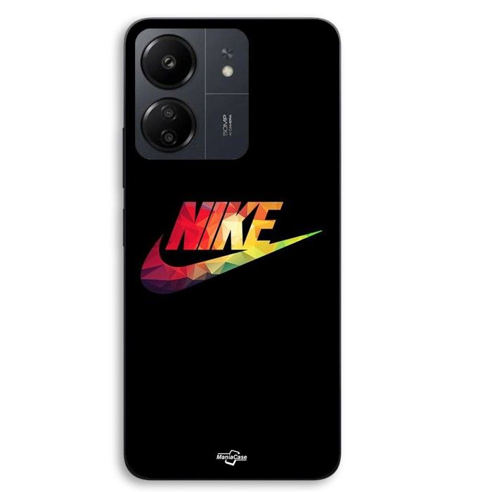 Coque Pour Xiaomi Redmi 13C 4g Nike logo coloré front noir Maniacase