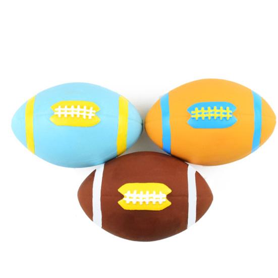 Dog Bite Toy Rugby Shape Cleaning Tooth Soft Latex Toy Puppy Chewing Ball Toy Dog Toy