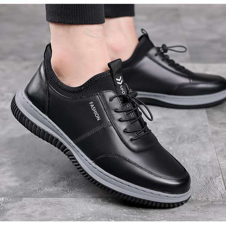 Autumn New Men's Shoes Breathable PU Business Leather Shoes Lace-up Round Head Casual Shoes Soft-soled Men's Sports Shoes