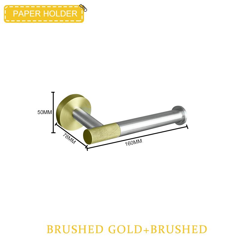 Brushed Gold & Brushed Bathroom Accessories Set Wall Mounted Clothes Hook Toilet Paper Holder Towel Bar Hardware Pendant