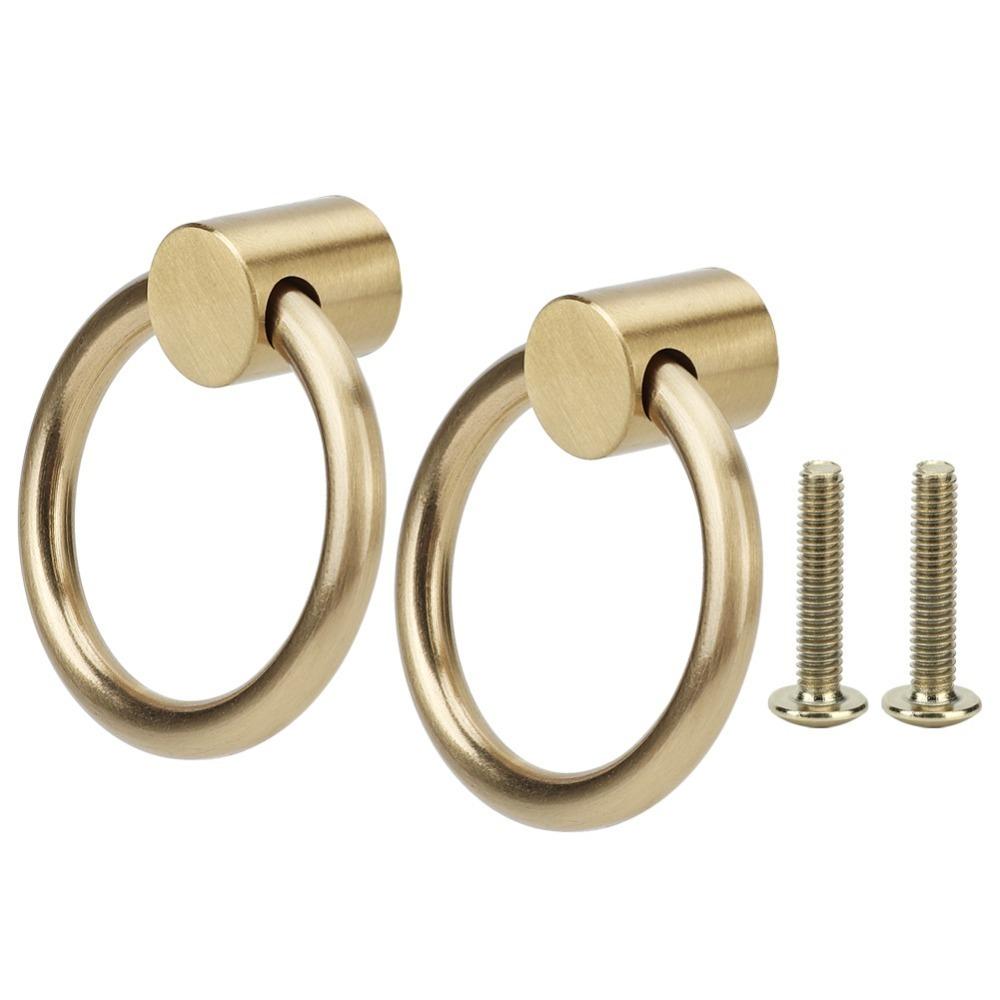 2 PCS Single Hole Cabinet Ring Pull Jewelry Box Handle Kitchen, Wardrobe, Cupboard, Dressing Table