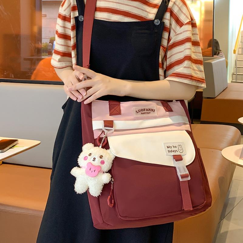 Canvas Bags for Girls’ Tutorial Bags for Tutorial Bags for Primary School Students’ Children’s Book Bags for Burgundy One Shoulder Crossbody Bags