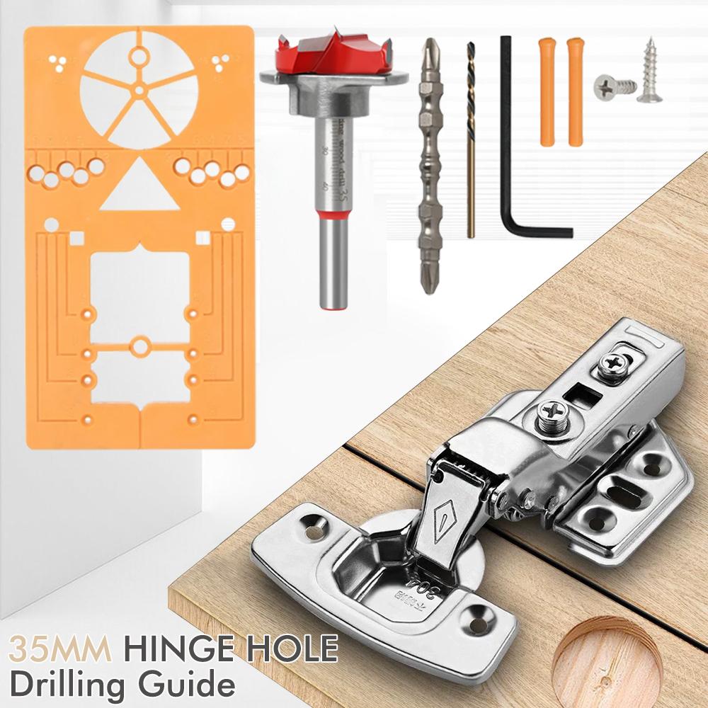 35mm Hinge Drill Guide Locator Jig for Woodworking Cabinet Door Installation, Essential Accessories for Efficient Drilling