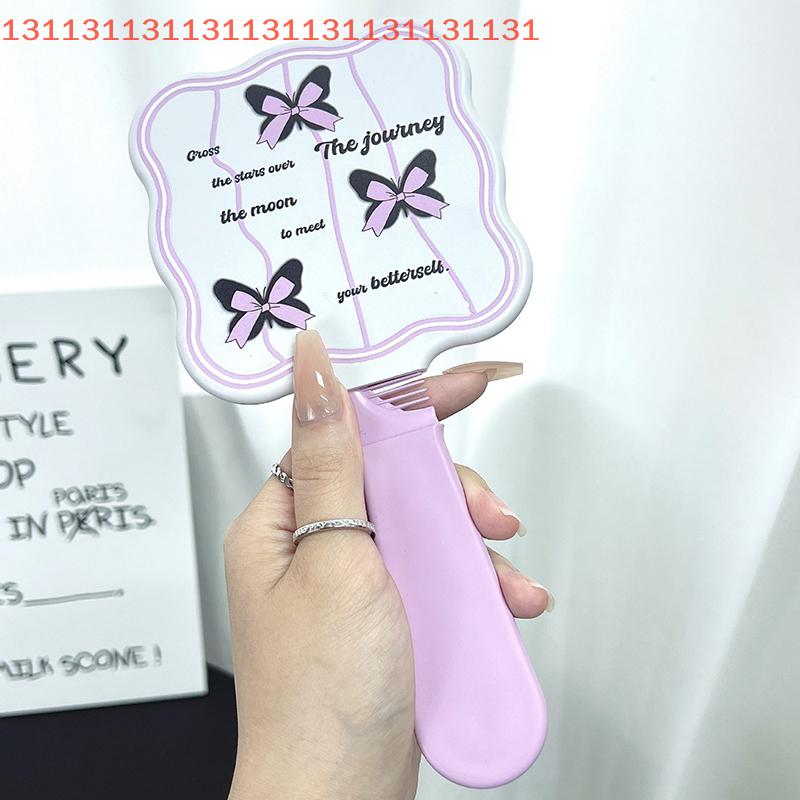 Čierny Zrkadlo na make-up a kozmetiku s rúčkou v tvare motýľa s hrebeňom Výsuvný Cestovný Prenosný Kefa na vlasy Masážny Stylingový nástroj Darček pre dievčatá
