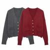 Women's Spring 2025 V-Neck Button Knit Cardigan - Casual, Fashionable & Versatile