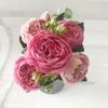 30cm Rose Pink Silk Peony Artificial Flowers Bouquet 5 Big Head and 4 Bud Cheap Fake Flowers for Home Wedding Decoration Indoor KTY