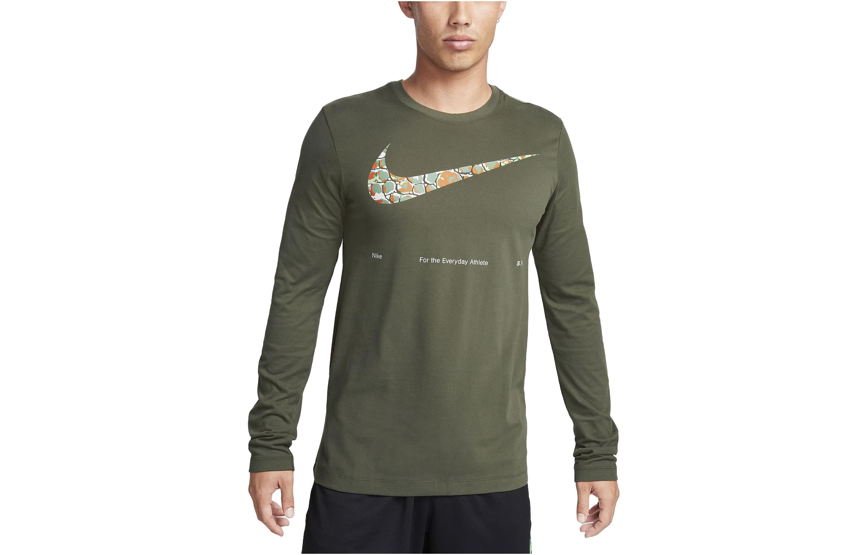 Nike T Shirts Men s Green Crew Neck Moderate FN0836-325 XXL