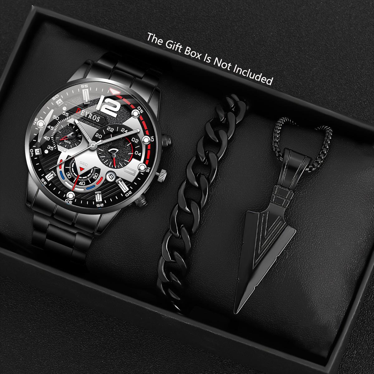 Watch Three-Piece Men S Accessories Watch Ring Necklace Bracelet Men S Quartz Watch