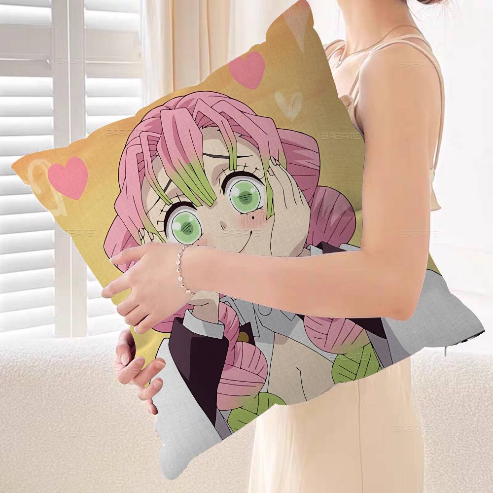 Anime Character Mitsuri Kanroji Pillow Cushion Cover Pillowcase Living Room Sofa Home Decor Customized