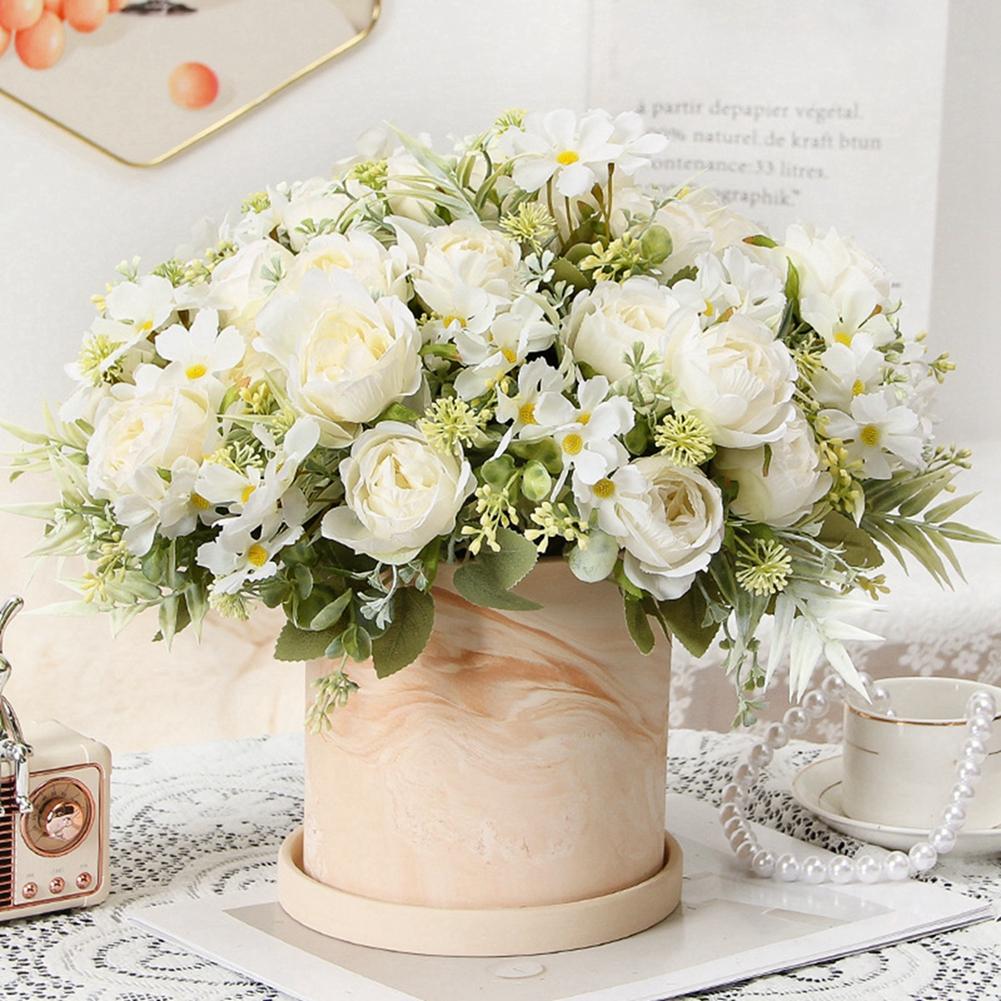 2 Stück künstliche Rosenblumenstrauß falsche Blumen Hochzeitsdekoration für Haus Zimmer Dekoration Blumenarrangement Hochzeitsbraut Dekor