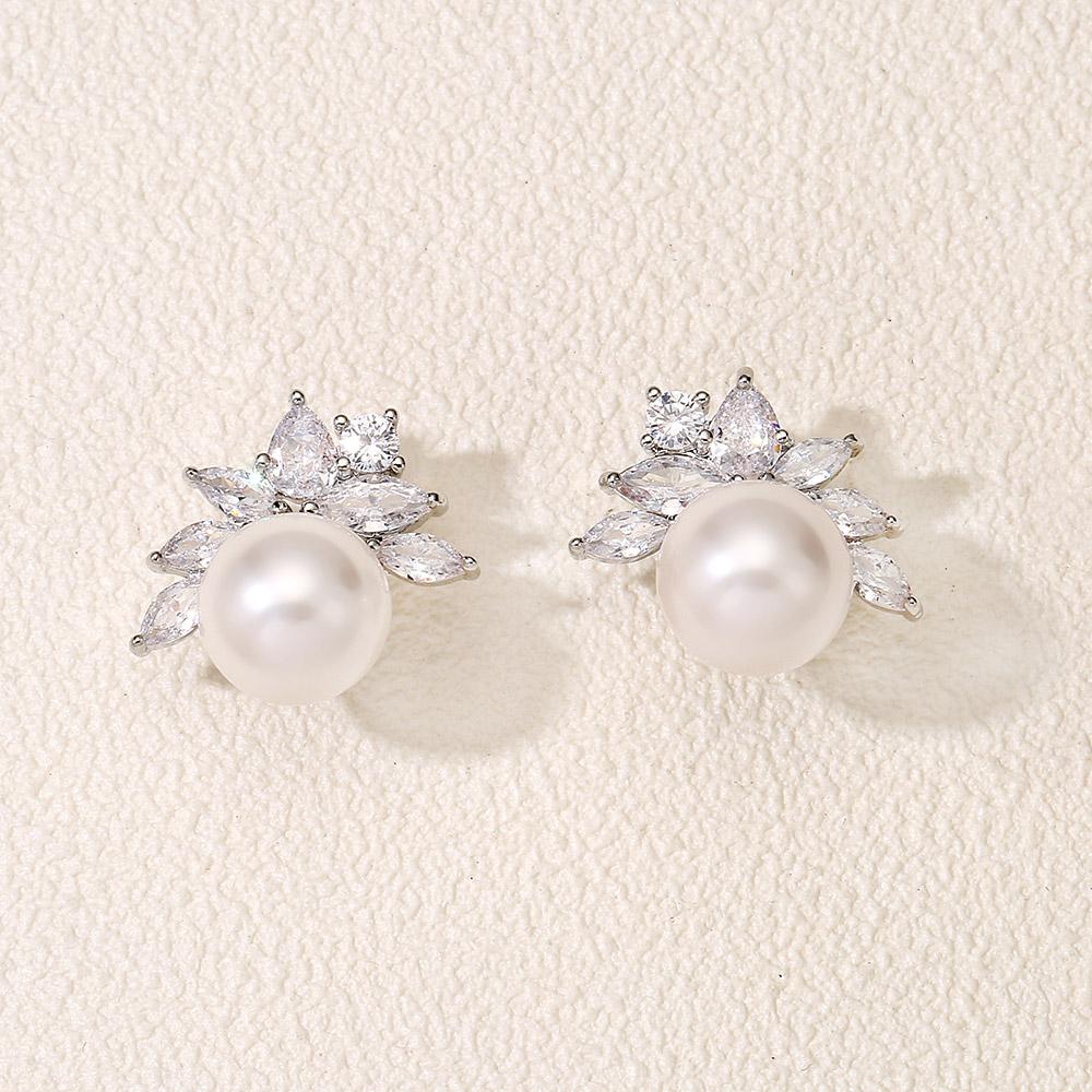 ZAKOL Exquisite Sparkling Zircon Imitation Zircon Stud Earrings for Women Girls Cute Sweet Unique Design Bridal Wedding Zircon
